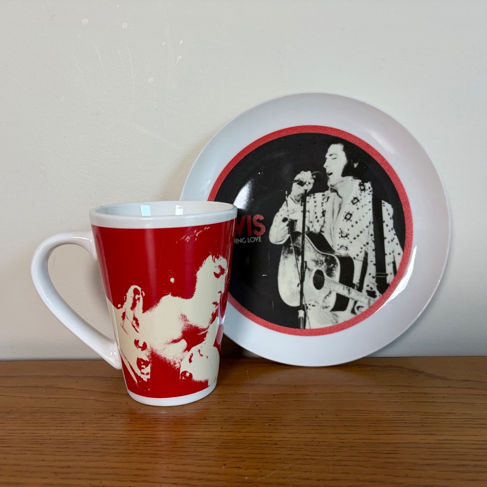 Elvis Presley Burning Love Mug and Plate Set 2018 Signature Product Megatoys Red